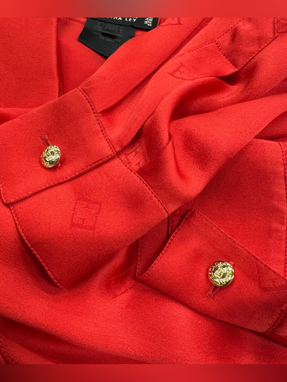 Escada vintage monogram silk jacquard satin button down top - Picture 9 of 11